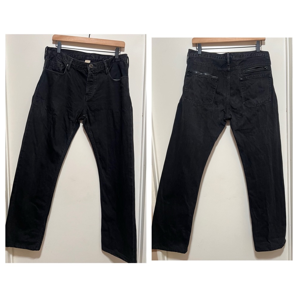 Burberry brit Steadman Straight Leg Jeans Mens Size 36x32 Black Button Fly